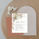 Babyduschpampen modern und elegant flyer<br><div class="desc">Günstige Babydusche Pampas Gras und Eukalyptus moderne boho elegante Party Design. In einer zeitgenössischen Terrakotta,  Salbei grün,  natürlich,  creme und schwarz.</div>