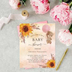 Babyduschpampen Sonnenblume Teddy Einladung