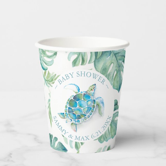 Babyduschpapier Cups Tropische Meeresschildkröte Pappbecher (Vorderseite)