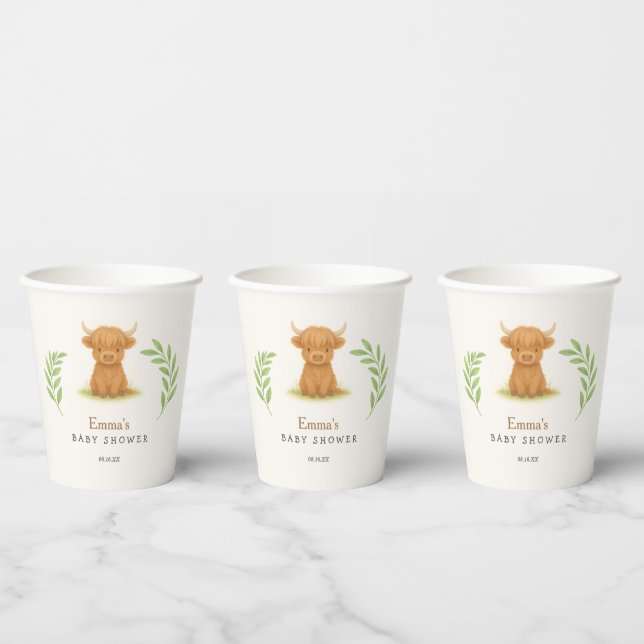 Babyduschpapier für Highland Cow Pappbecher (Multi)