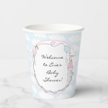 Babyduschpapier Tassen "Castle Pink Blue" 8 oz.