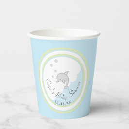 Babyduschpapier Tassen "Dolphin Blue" 8 oz. Pappbecher