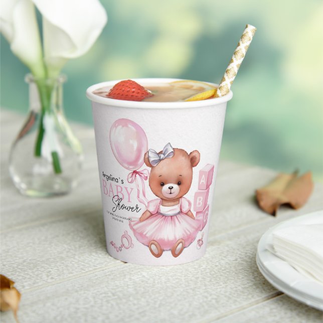 Babyduschpapier Teddybärchen mit Design. Pappbecher (In Situ)