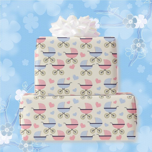 Babyduschpasten in Rosa und Blau Geschenkpapier (30 inches wide)