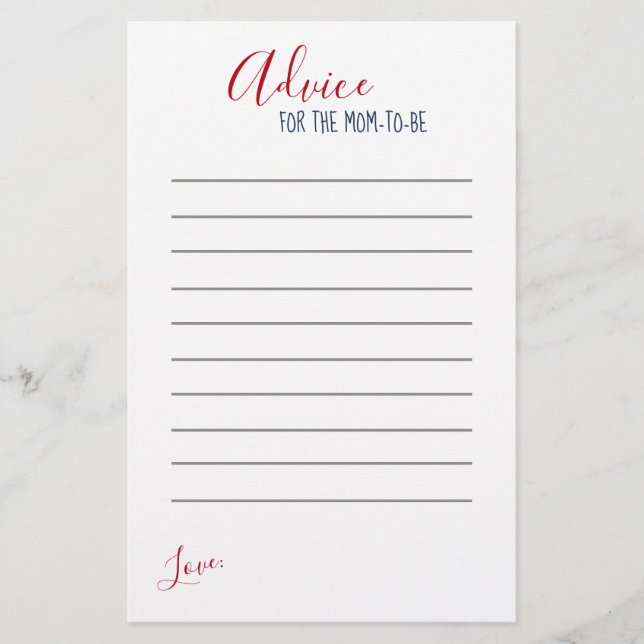 Babyduschratenkarte mit rotem Streifen (Vorderseite)