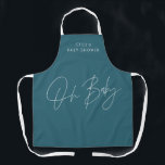 Babyduschskript modern aquamarin elegant schürze<br><div class="desc">Baby Dusche Drehbuch moderne aquamarine blau-weiß elegante Party Dekor Schürze Design. Ideal geschlechtsneutrales Design.</div>