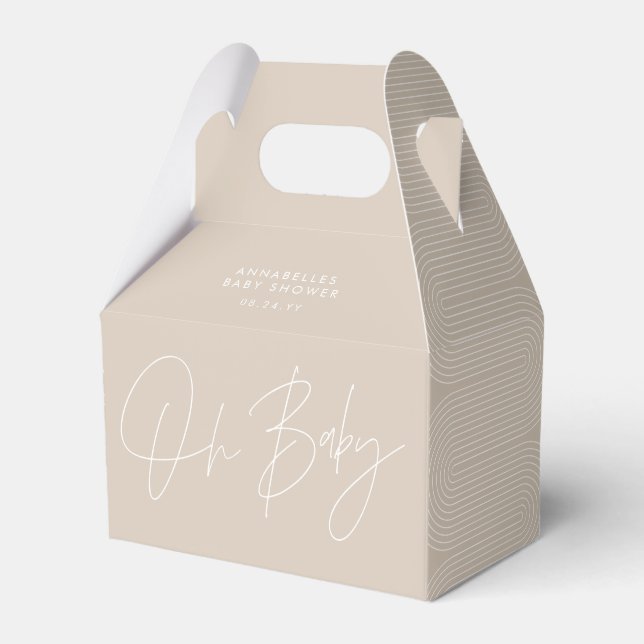 Babyduschskript, modern, beige geometrisch geschenkschachtel (Vorderseite)
