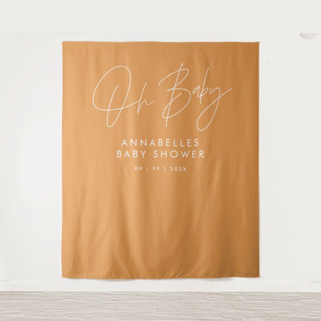 Babyduschskript, modern, fett orange elegant wandteppich (Vorderseite)