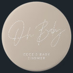 Babyduschskript, modern, minimalistisch, rosa button<br><div class="desc">Babydusche Drehbuch modern hell gürtelscharf rosa und weiß elegant Party Dekor auf Knopfdruck Design. Ideal für ein minimalistisches Babydusche-Party.</div>