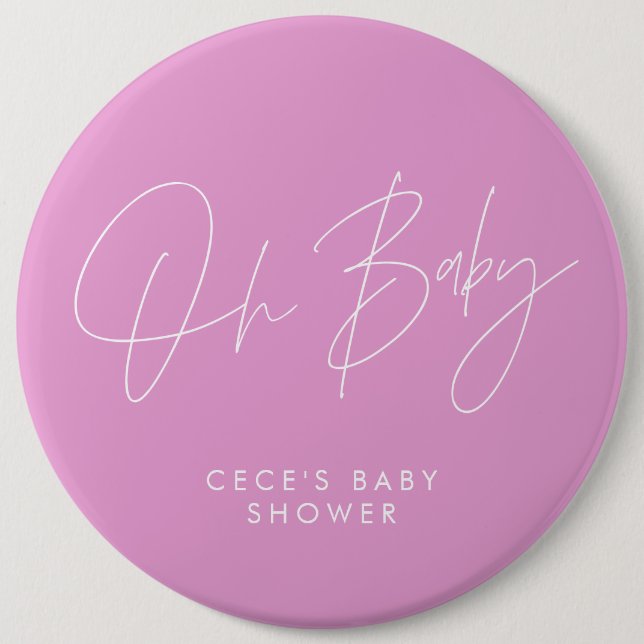 Babyduschskript, modern, minimalistisch, rosa button (Vorderseite)