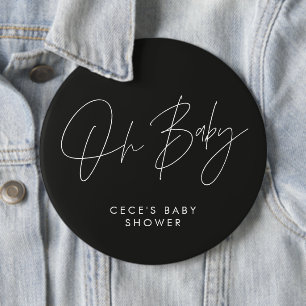 Babyduschskript, modern, minimalschwarz und weiß button