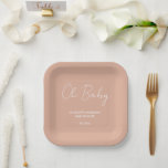 Babyduschskripte, modern, rosa und elegant pappteller<br><div class="desc">Babydusche Drehbuch modernes, rosafarbenes, elegantes Party Design. Ideal geschlechtsneutrales Design. Perfekte Koordination Sommer, Herbst, Herbst, Winter Babydusche Design.</div>
