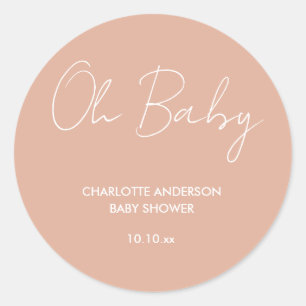 Babyduschskripte, modern, rosa und elegant runder aufkleber