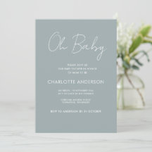 Babyduschskripte modern staubblau elegant