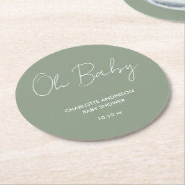Babyduschskriptschrift modern und grün runder pappuntersetzer