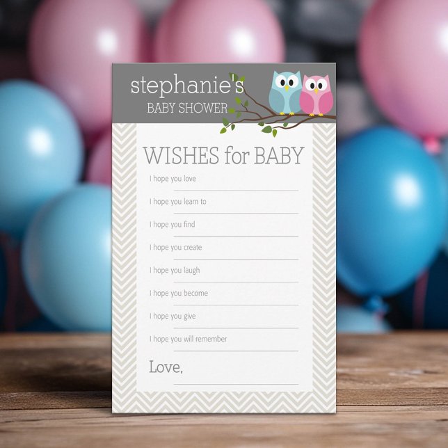Babyduschspielerische Wünsche Hinweiskarte (Wishes For Baby)