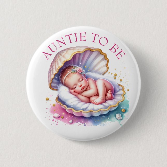 Babyduschtücher für Küstenmädchen Button (Vorderseite)
