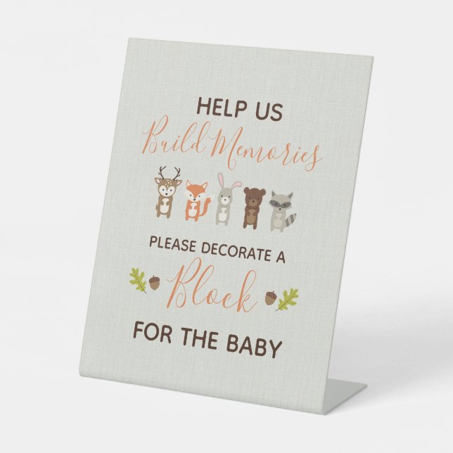 Babyduschzeichen aus Holz - Ein Block dekorieren Sockelschild (Vorderseite)