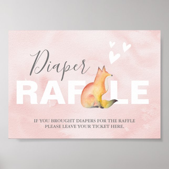 Babyduschzeichen von Woodland Fox Diaper Poster (Vorne)