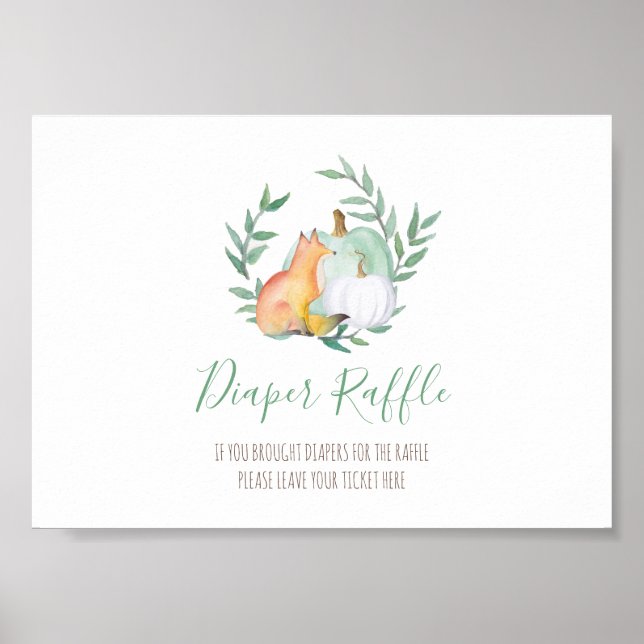 Babyduschzeichen von Woodland Fox Diaper Poster (Vorne)