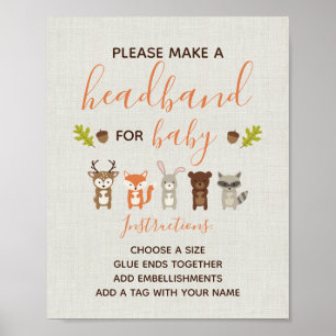 Babyduschzeichen Woodland - Headband Poster