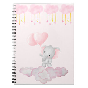 Babyelefant auf rosa Wolken – sanftes Pastell-Kind Notizblock
