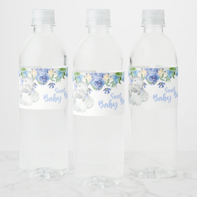 Babyelefant Dusche Wasserflaschen Etiketten. (Flaschen)
