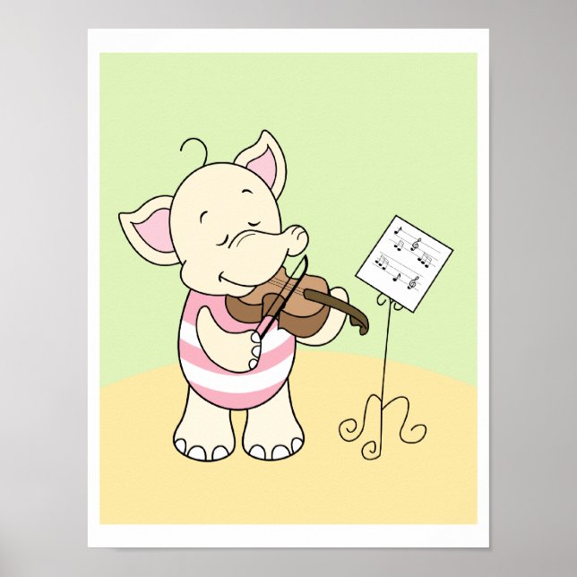 Babyelefant spielt Violinposter Poster (Vorne)
