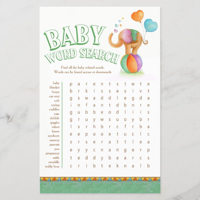 Babyelefant - Wortsuche Flyer (Vorne)