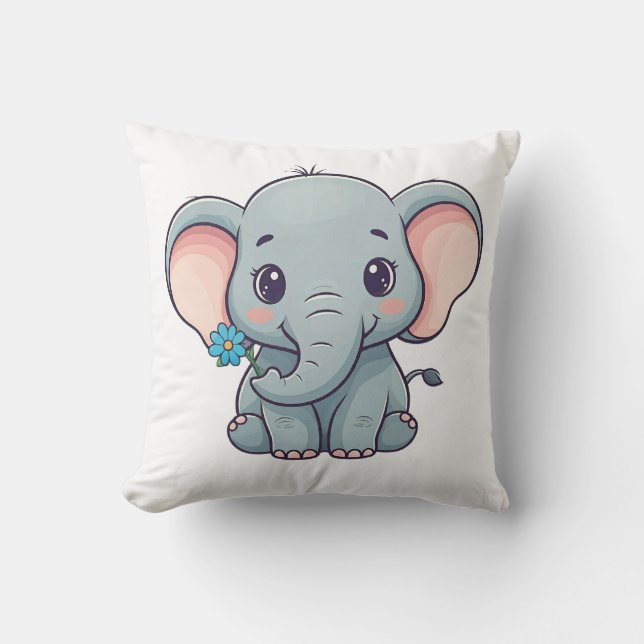 Babyelefantendesign im niedlichen Cartoon Kissen (Vorderseite)
