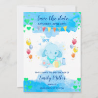 Babyelefantendusche Save the Date