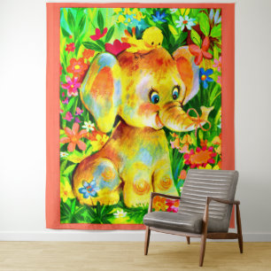 Babyelefarddruck Wandteppich