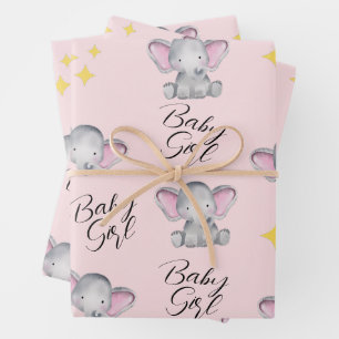 Babyelefone Babydusche Geschenkpapier Set