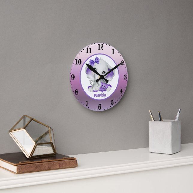 Babyelefone geben Kinderzimmer Runde Wanduhr (Büro)
