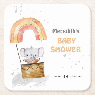 Babyelefone in Ballon, Babydusche, Papierfresser,  Rechteckiger Pappuntersetzer