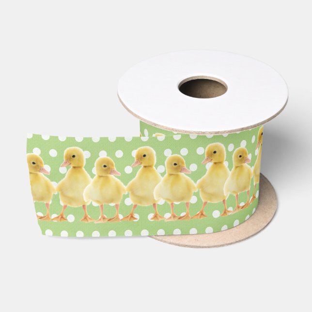 Babyenten auf Polka-Docks Satinband (Spule)