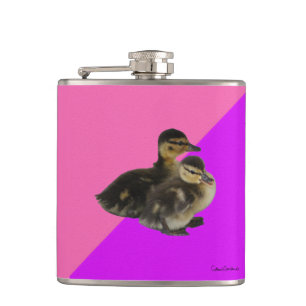 Babyenten auf rosa Himbeere und Lila Sorbet Flachmann
