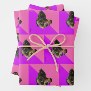 Babyenten auf rosa Himbeere und Lila Sorbet Geschenkpapier Set