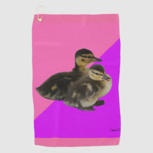 Babyenten auf rosa Himbeere und Lila Sorbet Golfhandtuch