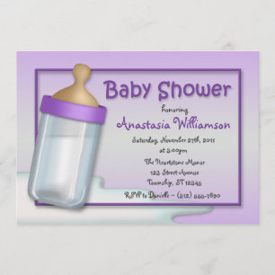 Babyflasche Lila Babydusche Einladungen