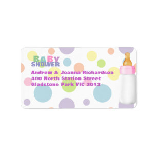 Babyflasche & Punkte Baby Shower-Adressetikett Adressaufkleber
