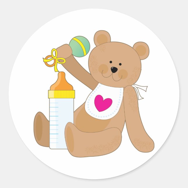 Babyflasche und Bib Runder Aufkleber (Vorderseite)