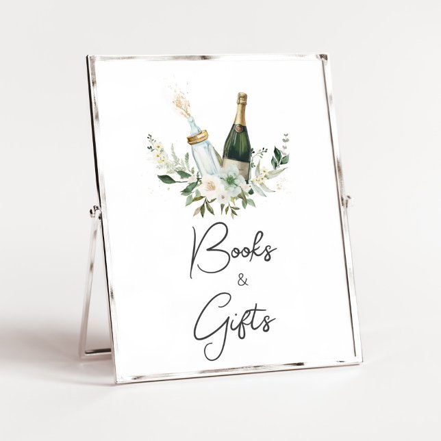 Babyflaschen Babydusche Bücher und Geschenke von P Poster (Poppin' Bottles Baby Shower Books and Gifts Sign)