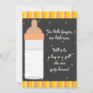 Babyflaschen-Babydusche in neutraler Orange Einlad Einladung