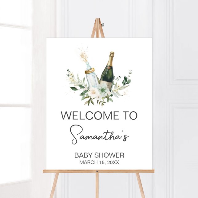 Babyflaschen Babydusche Poppin Begrüßung Poster (Poppin' Bottles Baby Shower Welcome Sign)
