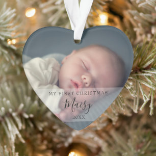 Babyfotos und Name erstes Weihnachten Ornament