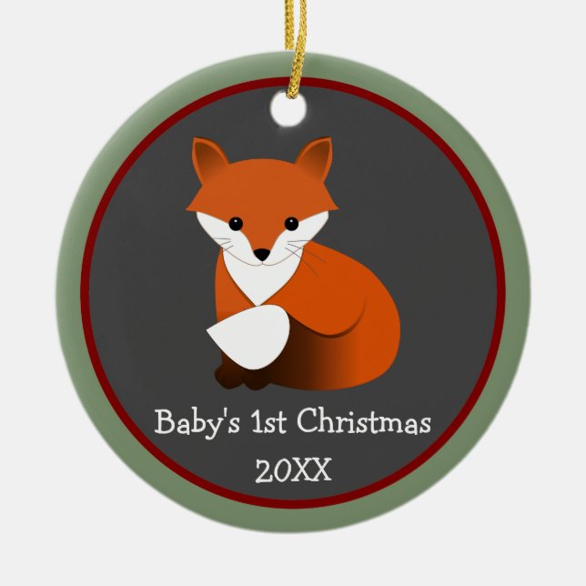 Babyfox 1. Weihnachtsrahmen für das Foto Keramik Ornament (Vorne)