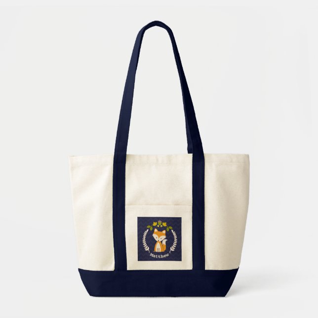 BabyFoxwreath-personalisierte Taschen-Tasche Tragetasche (Vorne)