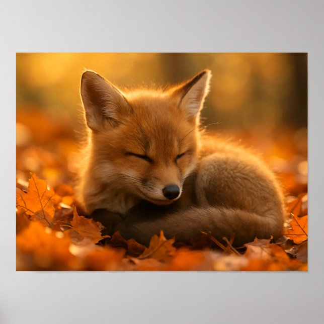 Babyfuchs im Herbst Poster (Vorne)