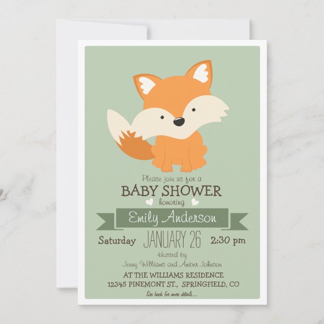 Babyfuchs, Woodland-Babydusche oder -sprinkle Einladung (Vorderseite)